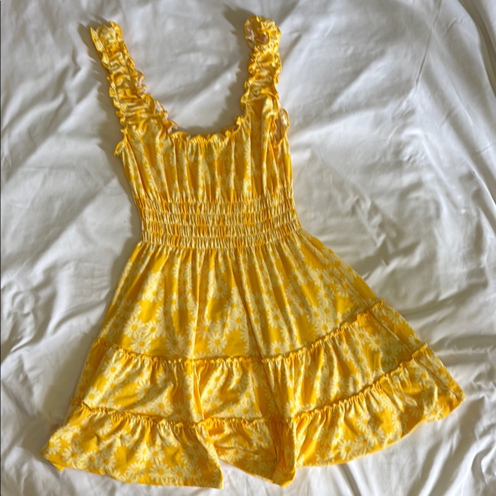 Urban Outfitters Yellow Floral Sundress size XS small pen mark